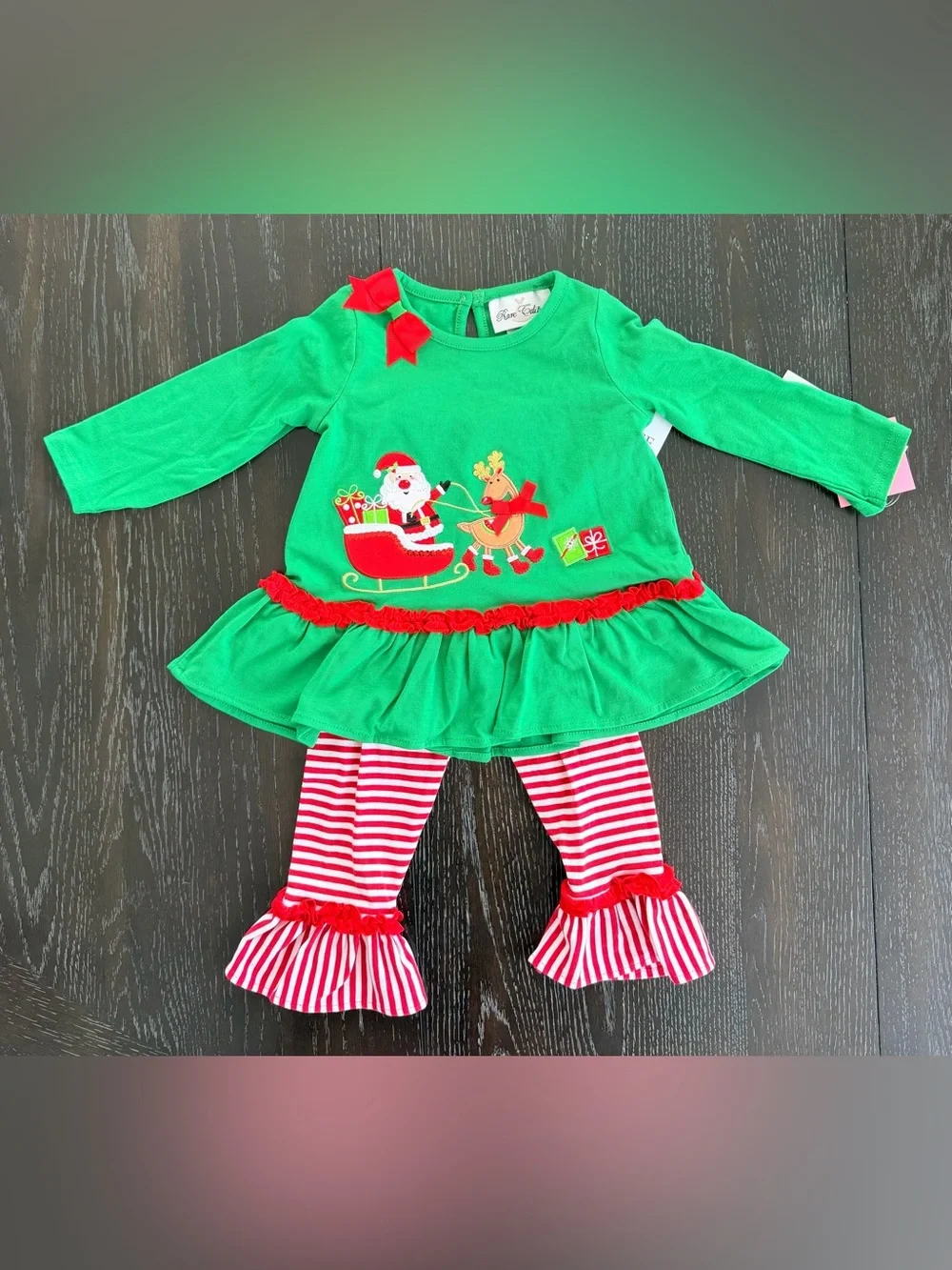 Rare Editions Green & Red Santa Reindeer Holiday Matching Set